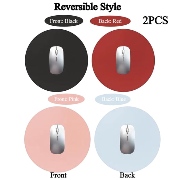 2PCS Double-Sided Round Leather Mouse Pads, Ultra-Thin and Waterproof, Suitable For Laptops, Wireless Mouse, Double-Sided Solid Color, For Office/Home 8.66"