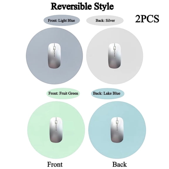 2PCS Double-Sided Round Leather Mouse Pads, Ultra-Thin and Waterproof, Suitable For Laptops, Wireless Mouse, Double-Sided Solid Color, For Office/Home 8.66"
