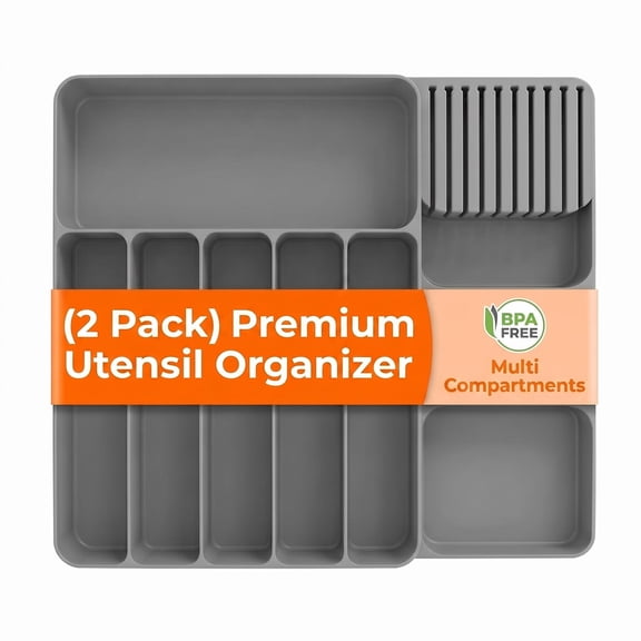 MYMULIKE Silicone Expandable 15.7" x 17.7" 5-Compartment Kitchen Utensil Organizers
