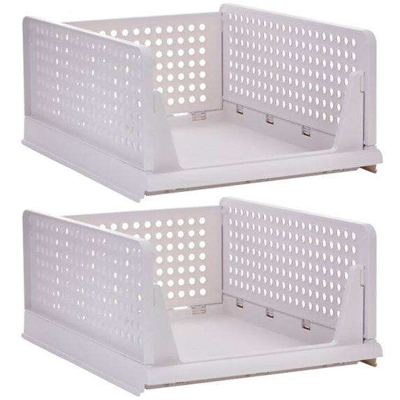 2PCS Stackable Clothes Storage Boxes with Built-in Clothes Rack for Drawer Organization and Efficient Space Saving