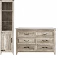 2PCS Dresser Set, Farmhouse Bedroom Set, 6 Drawer Dresser, 5 Shelf Tall