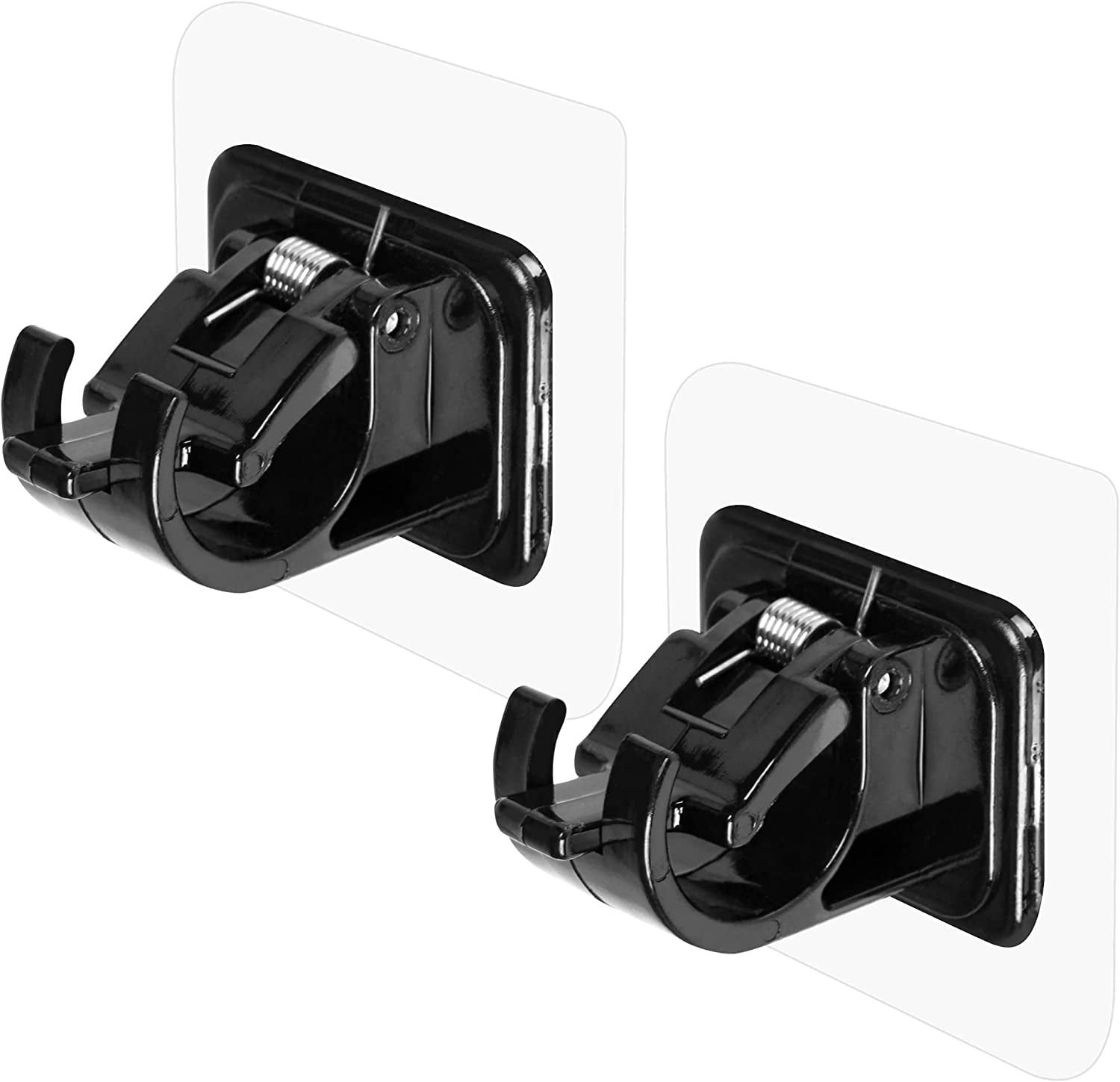 2PCS No Drill Curtain Rod Brackets No Drilling Curtain Rod Holders Self Adhesive Curtain Rod Hooks Nail Free Adjustable Curtain Hangers,Non Screw Damage Stick On Drapery Rod Bracket for Wall Window