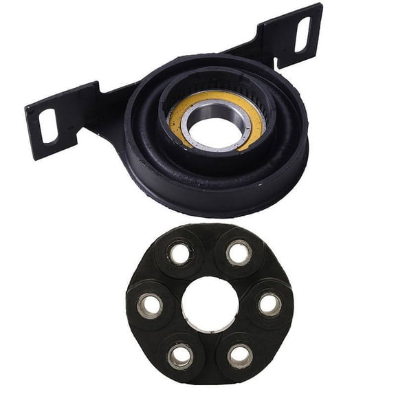 2PCS Driveshaft Shaft Center Support Bearing + Flex Disc Joint Kit For BMW E36