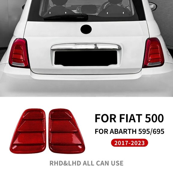 2PCS Dry Carbon Fiber Sticker For Fiat 500 Abarth 595 695 2017 2018 2019 2020 2021 2022 2023 Rear Tail Light Cover.