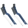 thumbnail image 1 of 2PCS Dual-Function Hard Bristle Bathroom Brush – Stiff Floor & Grout Scrubber with Built-In Hair Clip, V-Shaped Nylon Bristles & 28cm Ergonomic Handle – No Dead Corner Cleaner Blue, 1 of 2