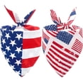 thumbnail image 1 of 2PCS Dual-Layer Design Patriotic Dog Bandanas Outfit,Large Summer Triangle Reversible Memorial Day Independence Day American Flag 4th of July Scarf for Big Boy and Girl Dogs Red White Blue, 1 of 7