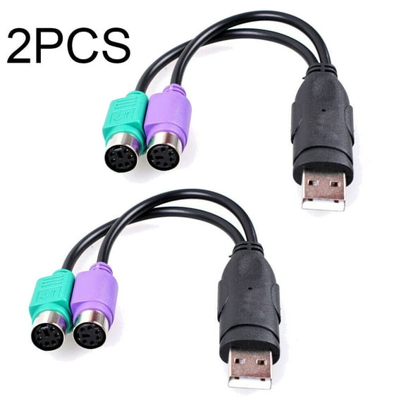 2PCS Dual PS/2 PS2 Female to USB Male Cable Adapter Converter For Keyboard Mouse USA