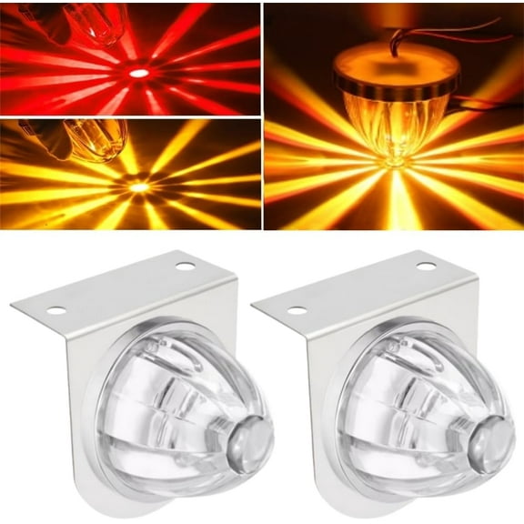2PCS Dual Revolution LED Watermelon Lights with Bracket, Semi Truck Marker Lights with 3 Color Modes, Super Bright Star Watermelon LED Light, Universal Underglow Light for Trucks (Red)