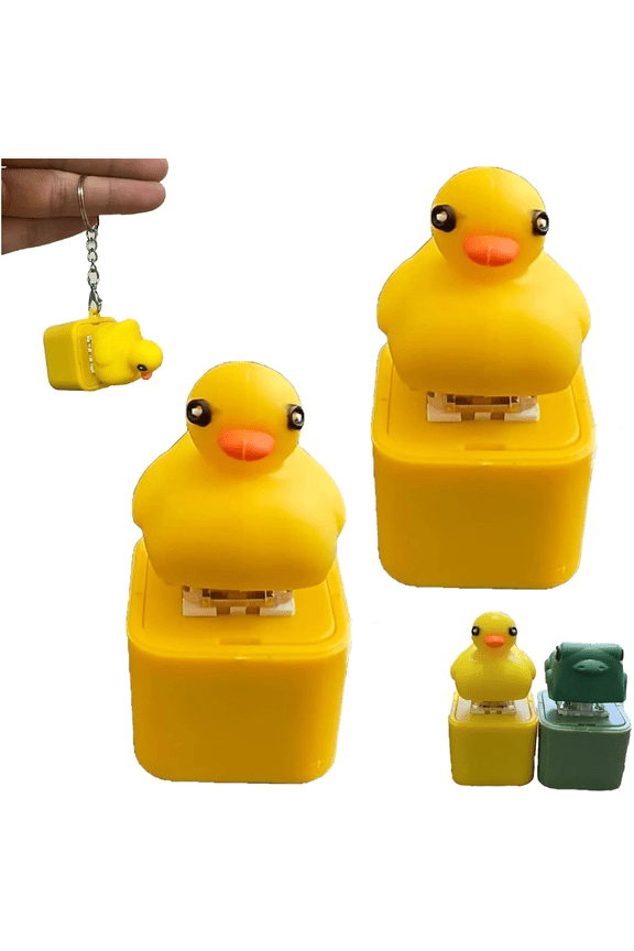 2PCS Duck Croaking Fidget Toy, Rechargeable Button Keychain with Colorful Lights, Stress Reliever for Adults(C)