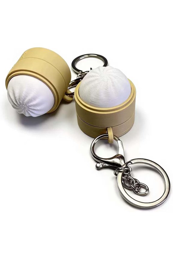 2PCS Dumpling Keychain Fidget Toy, Crisp Click Sound Squishy Keychain for Stress Relief, Cute Mini Dumpling Keyboard Anxiety Toy for Adults, Travel & Work Focus Boost