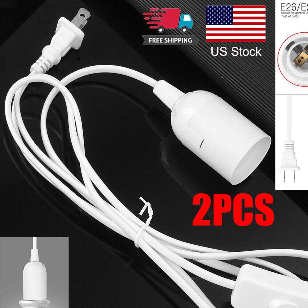 2PCS E26/E27 Bulb Socket Extension Hanging Pendant Light Lamp Cord