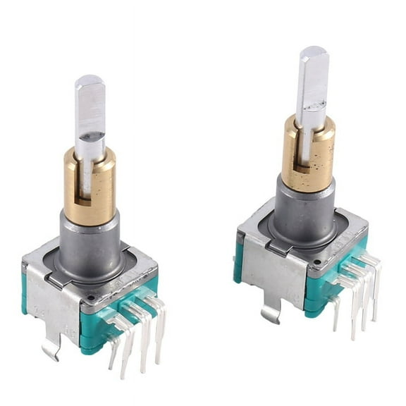 2PCS EC11EBB24C03 Dual Encoder with Switch 30 Positioning Number 15 Pulse Point Handle 25mm