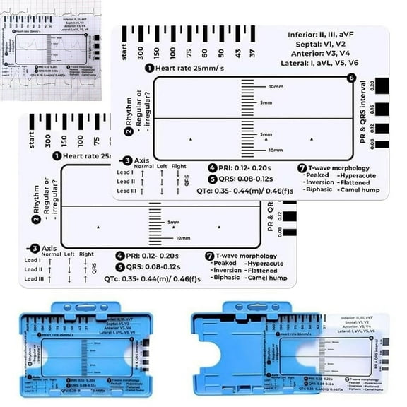 Plastic ECG 7 Step Ruler, Transparent, 2 Count