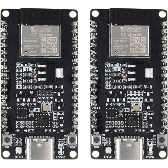 2PCS ESP32-H2 Microcontroller, 96MHz Processor, ESP32-H2-MINI-1-N4 Module, Built in 4MB Flash, Supports BLE/Zigbee/Thread Wireless Communication with Pre-soldered Header