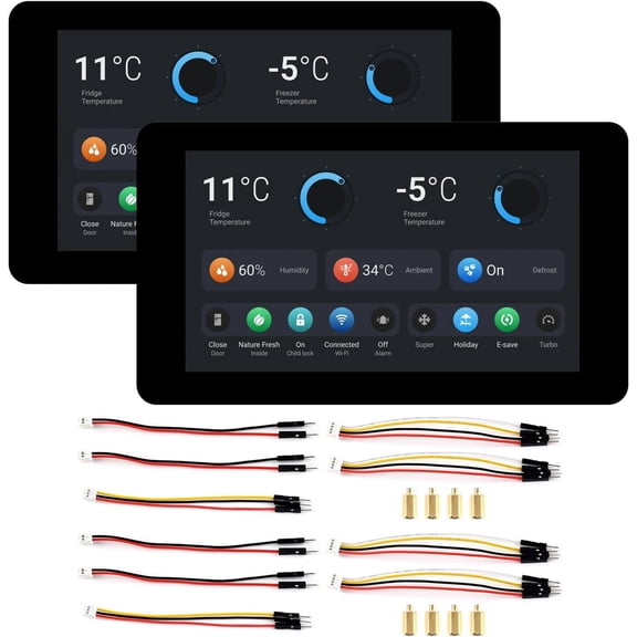 2PCS ESP32-S3 7inch LCD Development Board, ESP32 with Display, 1024600, 32-bit LX7 Dual-core Processor, 240MHz Frequency, Wi-Fi & BLE Support, Onboard Antenna, with Touch Function
