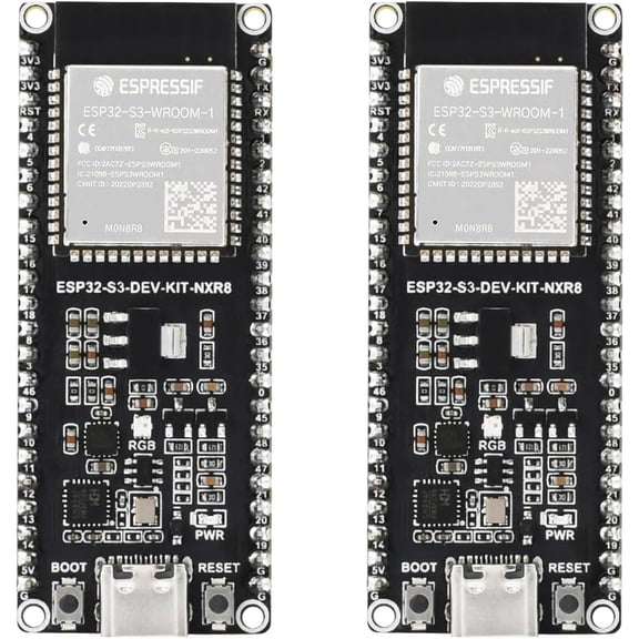 2PCS ESP32-S3 Microcontroller, 2.4GHz Wi-Fi Development Board, 240MHz Dual Core Processor, ESP32-S3-WROOM-1 Module, 16MB Flash, with Pre-soldered Header