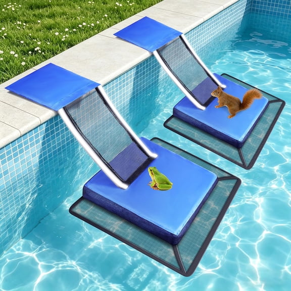 2PCS EVA Pool Animal Escape Ramp with Reflective Strips, Frog Saver Log for Swimming Pool, Critter Escape Device for Frog, Toad, Lizard, Chipmunk, Small Animal Saver for Pool, Spa and Pond