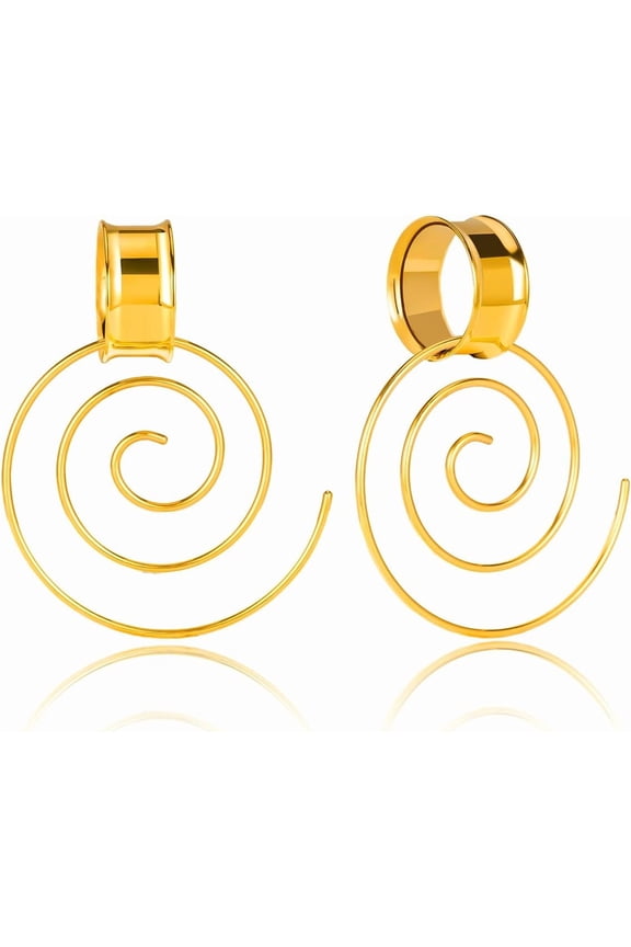 2PCS Ear Best Gauges Plugs with Spiral Dangle Gentle On Skin Separate Wearable Ear Tunnels 316 Premium Stainless Steel Earrings Expander Stretcher Piercing Body Jewelry[g406]