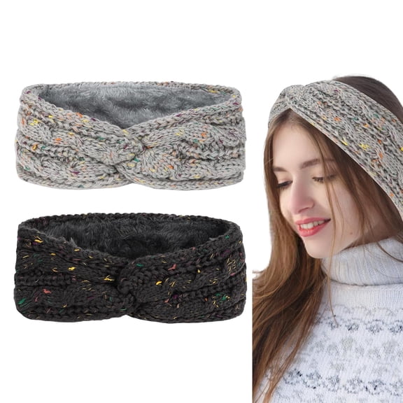 2PCS Ear Warmers Headband for Women Hair Accessories Thick Chunky Crochet Knitted Winter Turban Headbands Winter Accessories for Women and Girls