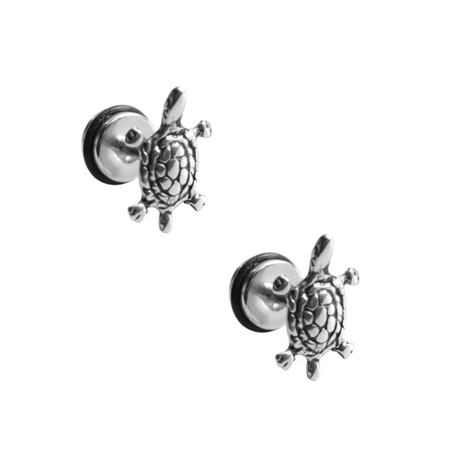 2PCS Earrings Stainless Steel Small Turtle Earrings Unisex Animal Fun