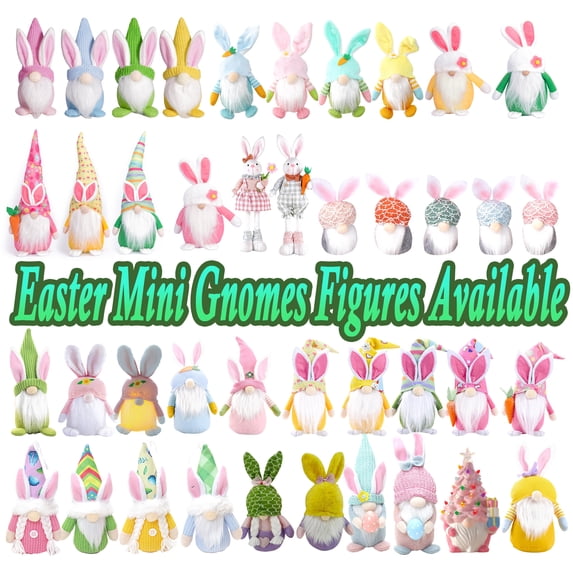 2PCS Easter Bunny Gnome Plush Gift Set, Faceless Dwarf Doll Ornaments for Room Styling, Cute Spring Gnome Accents for Home Table Display Easter Festival Decor, HAODEJW, Multicolor
