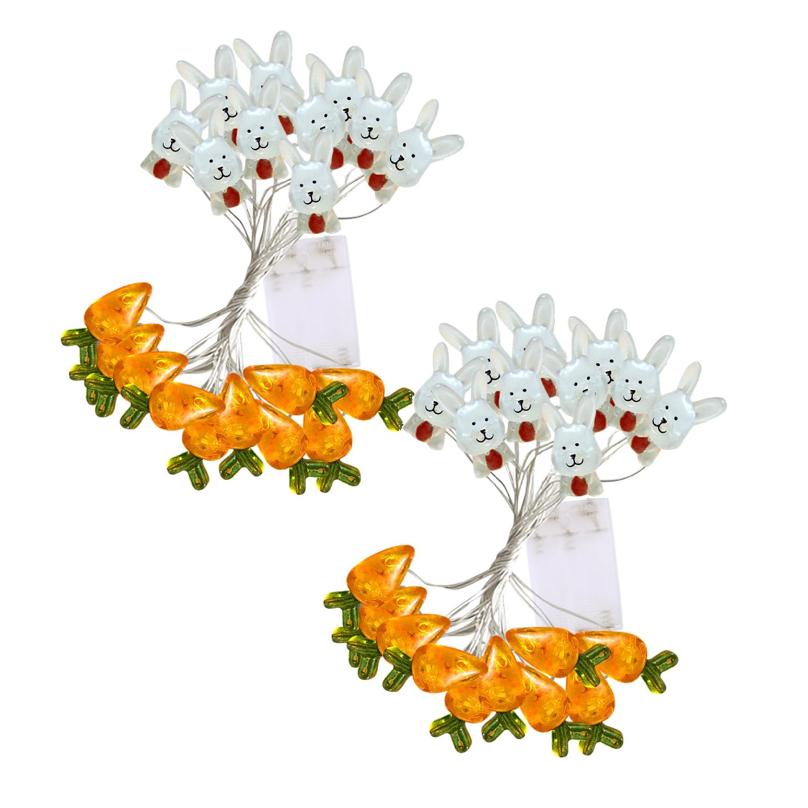 2PCS Easter Decoration Led Light Gift Easter Carrot Bunny Glow String Lights Decorative Lights