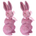 thumbnail image 1 of 2PCS Easter Decoration Sparkling Foam Bunny Figurine with Bow tie 8.6" Glitter Rabbit Tabletop Ornament for Easter Centerpieces Spring Home Office Table Decor, 1 of 7