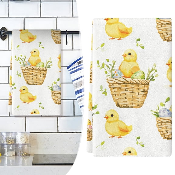 2PCS Easter Kitchen Towels Dish Towels, Inspirational Floral Drying Hand Towel Baking Cooking Cloth, Seasonal Spring Decoration Hand Towels