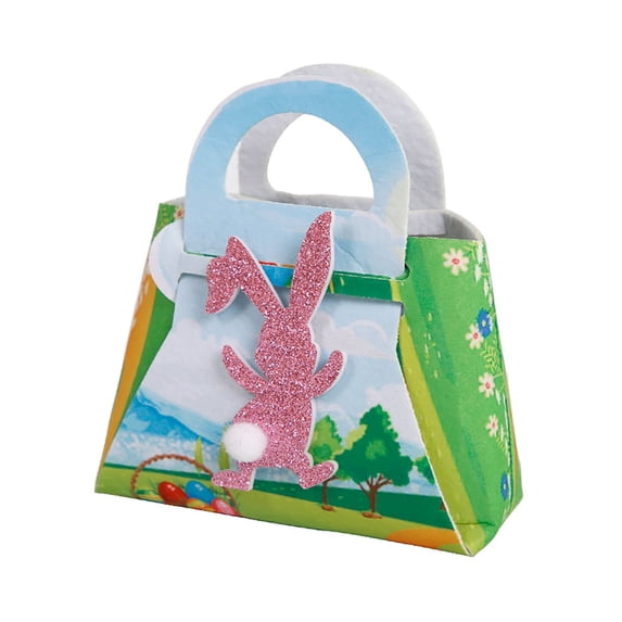 2PCS Easter Treat Boxes Felt Gift Box Party Small Basket with Handle Bunny Eggs Containers for Kids Gifts