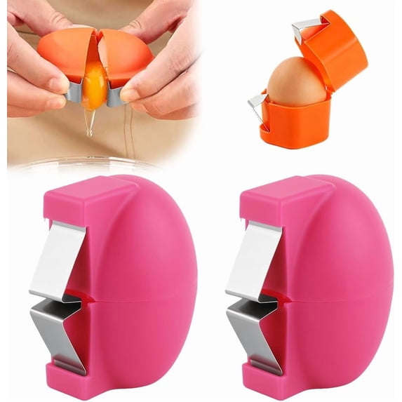 2PCS Egg Shell Opener,2026 Upgrade Stainless Steel Egg Cracker Tool, Multifunctional Egg Shell Opener for Raw & Hard-Boiled Eggs, Handheld Kitchen Gadget for Easy Peeling & Separating