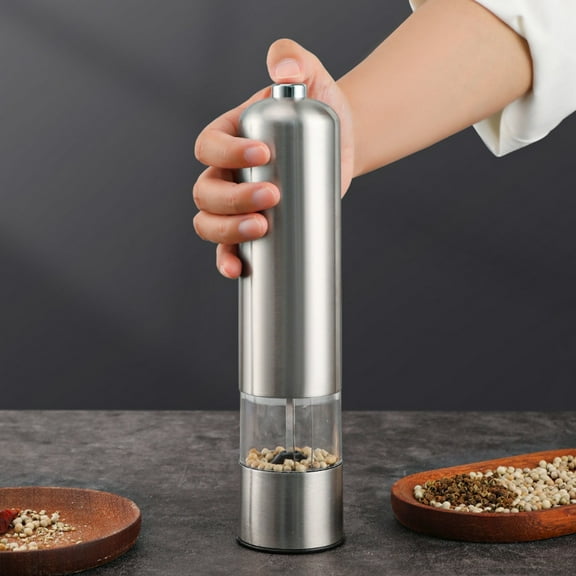 2PCS Electric Pepper Grinder Stainless Steel Spice Grinding Bottle Adjustable Coarse and FineSea Salt Black Pepper Grinding Bottle