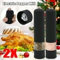 thumbnail image 1 of 2PCS Electric Salt and Pepper Grinder Mill Adjustable Coarseness With LED Light Black, 1 of 9