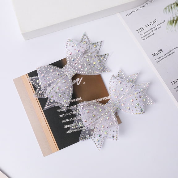2PCS Elegant Detachable Bow Detail Shoe Decor For Decorating Wooden Flat Sandals DIY Accessory Easy-Match Shoe Decoration(White Silver)