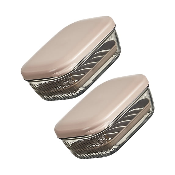 2PCS Elegant Soap Case With Cover Modern Double Layer Drying Tray Bathroom Soap Storage Box for Countertop Home Decors