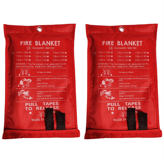 2PCS Emergency Fire Blanket, Suppression Blanket for Kitchen, Grill, Fireplace (39.4Inch X 39.4Inch)