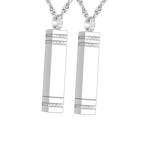 2PCS Engravable Memorial Necklaces Square Cremation Urn Pendant Stainless Steel Jewelry Metal Texture for Remembrance