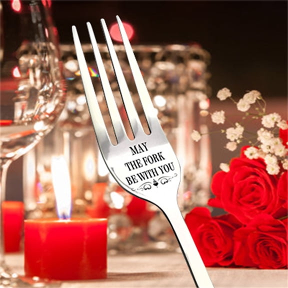 2PCS Engraved Fork Present For Husband Madam Family And Tableware Gift