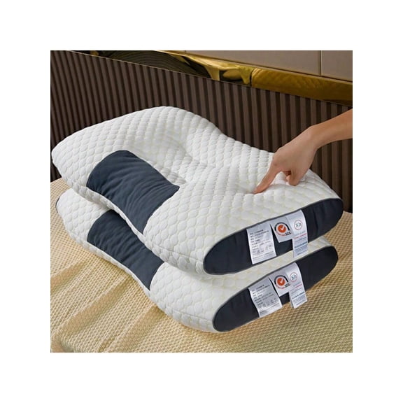 2PCS Ergonomic Orthopedic Contour Neck Pillow - Knitted Bed Pillow for Side/Back/Stomach Sleepers (Removable Pillowcase, Deep Sleep Support | Easter Holiday Family Gift)