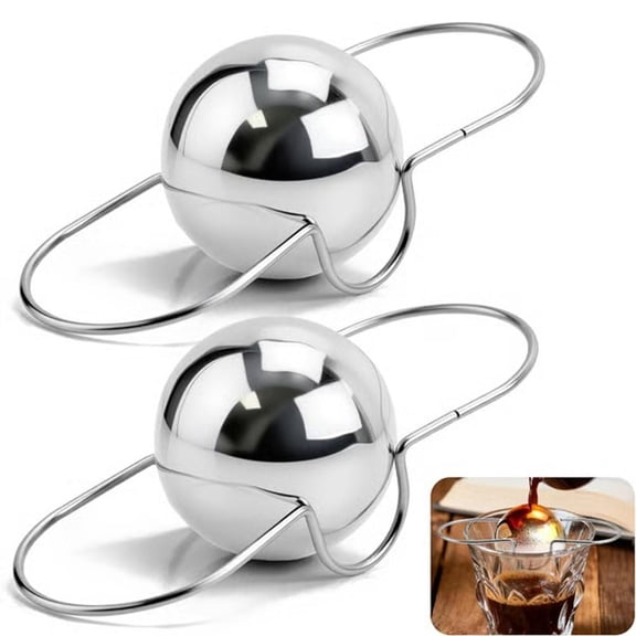 2PCS Espresso Cooling Ball Stainless Steel Frozen Ice Rocks for Coffee Espresso Accessories Cooling Tool Reusable Coffee Chiller Extract Brew Chilling Tool Built-In Coolant