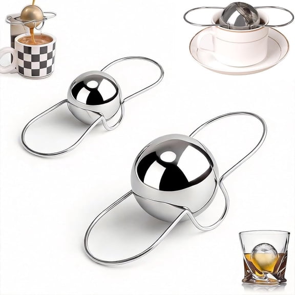 2PCS Espresso Cooling Ball Stainless Steel Frozen Ice Rocks for Coffee Espresso Accessories Cooling Tool Reusable Coffee Chiller Extract Brew Chilling Tool Built-In Coolant