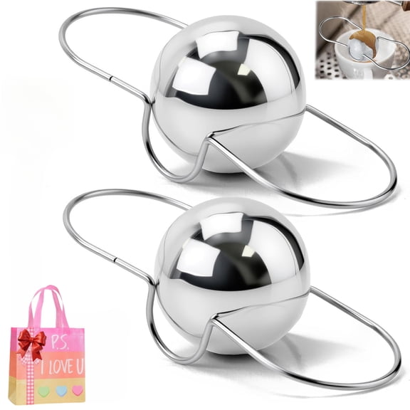 2PCS Espresso Cooling Ball - Stainless Steel Frozen Ice Rocks for Coffee, Espresso Cold Ball, for Brewing, Reduce Bitterness No Dilution Smooth Flavor Enhancement for Iced Coffee Whiskey