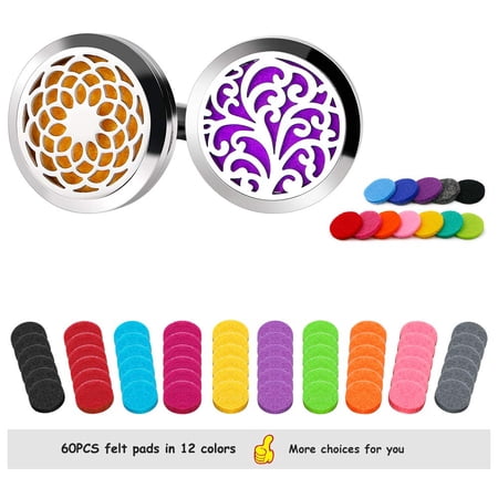 2PCS Essential Oil Car Diffuser Vent Clips + 60PCS 22mm felt pads