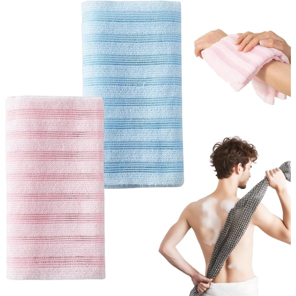 2PCS Exfoliating Shower Towel, 2026 New Premium Quick-Drying Bath Scrub Cloth, Gentle Exfoliating Washcloth for Body & Face, Eco-Friendly for Sensitive Skin