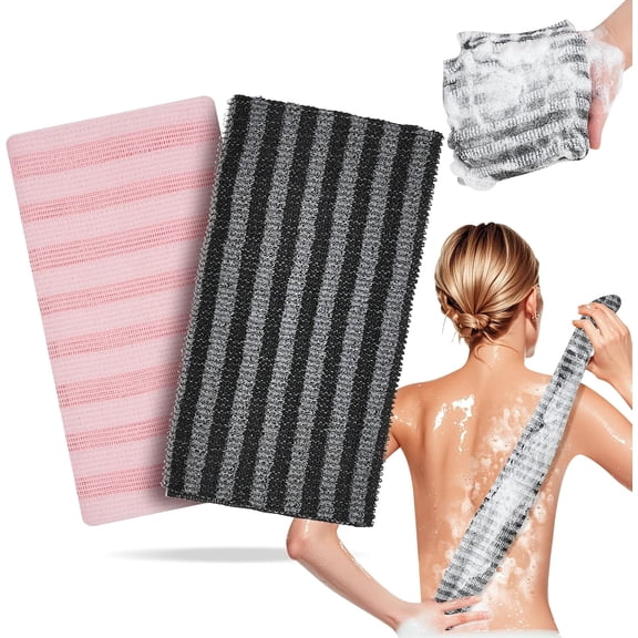2PCS Exfoliating Shower Towel,Quick-Drying,Durable and Gentle for Sensitive Skin,Premium Scrub Wash Cloth for Body Face