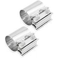2PCS Exhaust Clamp,Stainless Steel Lap Joint Band Clamp Muffler Clamp