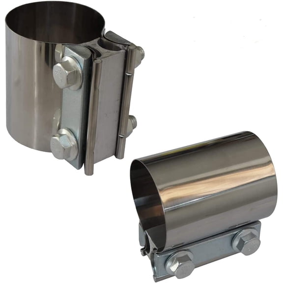 2PCS Exhaust Clamps 2 Inch Butt Joint Exhaust Pipe Muffler Clamp Band Stainless Steel Connection for Cars