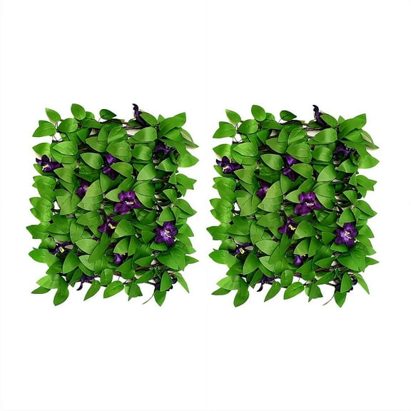 2PCS Expandable Faux Ivy Privacy Screen with Artificial Flowers, Adjustable Wall Greenery Panel Backdrop Decor for Balcony, Patio, Garden & Outdoor Decor