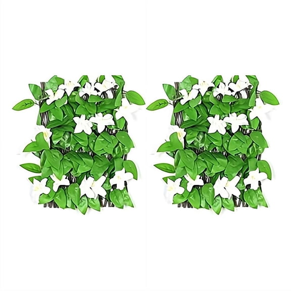 2PCS Expandable Faux Ivy Privacy Screen with Artificial Flowers, Adjustable Wall Greenery Panel Backdrop Decor for Balcony, Patio, Garden & Outdoor Decor
