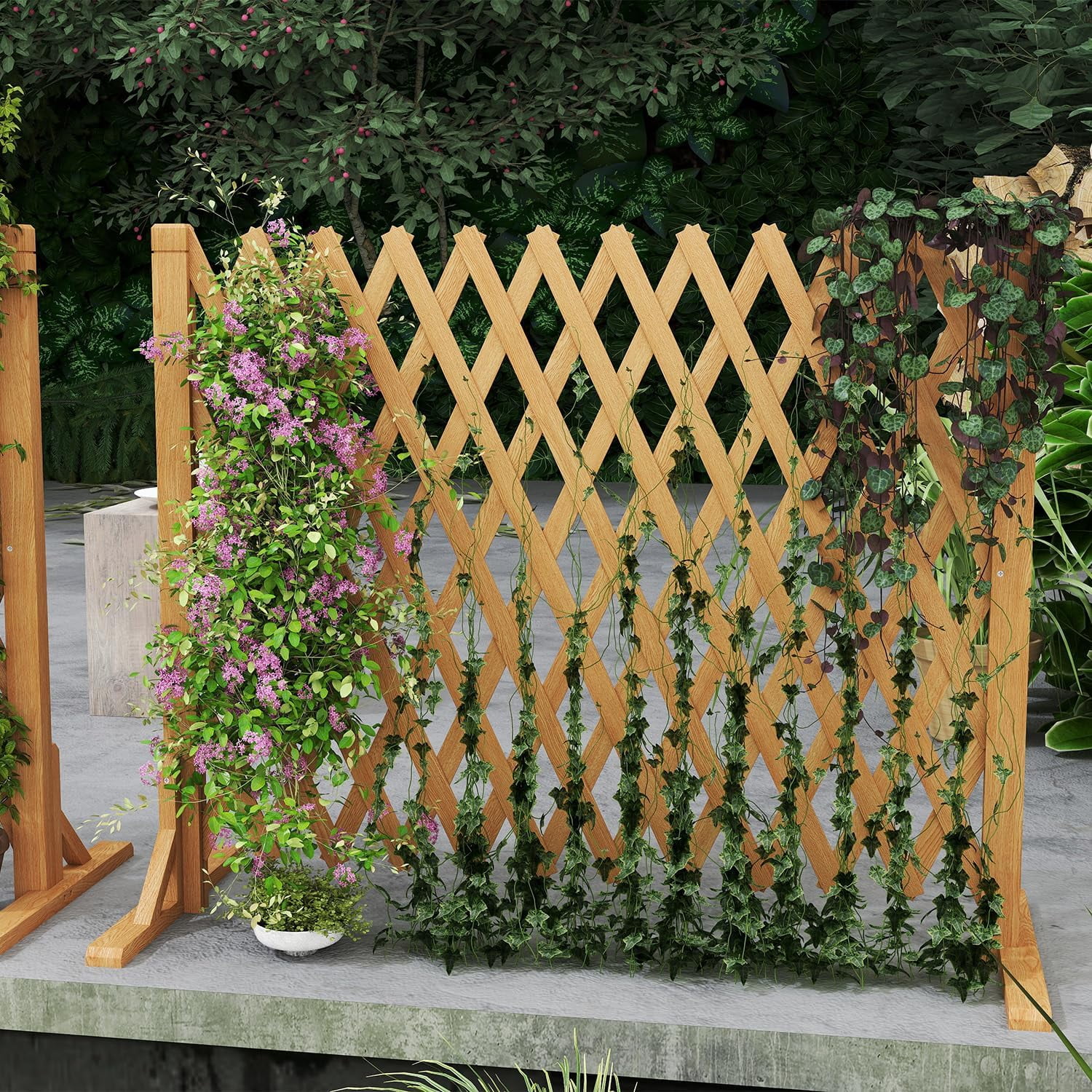 Outdoor Privacy Screen 2-Pack Expandable Wood Garden Fences - Foldable  Trellis For Plants \u0026 Privacy Plant Climb Support, image size:1500x1500