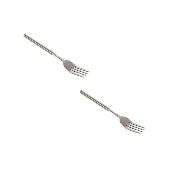 2PCS Extendable Fork Stainless Steel Telescopic Fork Adjustable Extending Fork 8.7 To 25.6 Inch Extended Fork Retractable Fork Long Handle Dinner Fork For Bbq Fruit Dessert Barbecue Forks